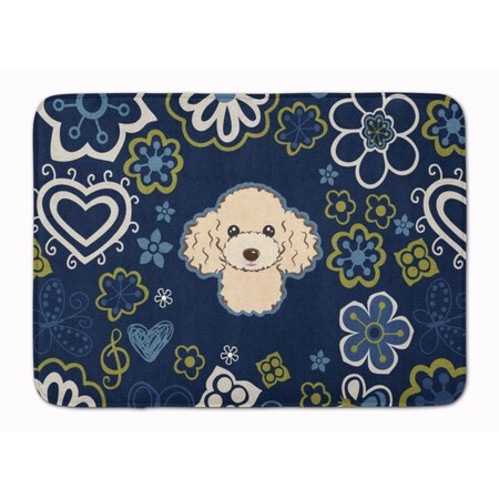 Carolines Treasures Blue Flowers Buff Poodle Machine Washable Memory Foam Mat BB5109RUG